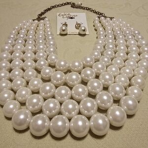 Erica Lyons Cream Pearl Necklace Set